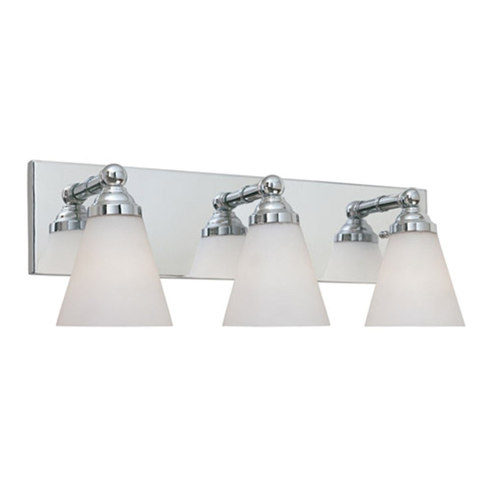 Chrome Contemporary Three Light 300W Bathroom Wall Fixture Hudson Collection