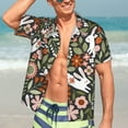 thumbnail image 4 of Uemuo Rabbits on Floral Printed Regular Fit Short Sleeve Casual Hawaiian Shirt for Men,Aloha shirt,Tropical shirt,Floral print shirt,Vacation Beach shirt-Medium, 4 of 9