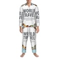 thumbnail image 3 of Naloa World Travel Men’s Pajamas Set - Long Sleeve Button Down Sleep Shirt and Pajama Bottoms Sleepwear Set-X-Large, 3 of 7