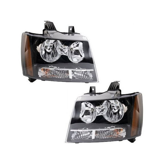 Headlight Set 2 Piece - Compatible with 2007 - 2014 Chevy Tahoe 2008 2009 2010 2011 2012 2013
