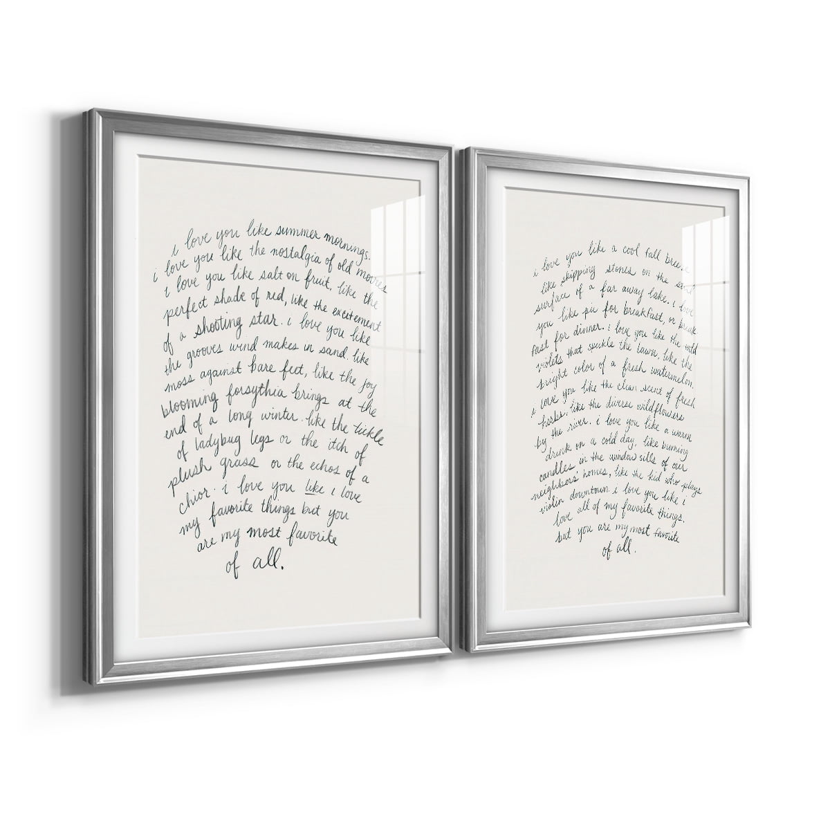 Wexford Home Letter to a Lover I Premium Framed Print, 22.5" x 30.5" - Ready to Hang, Silver (Set of 2)