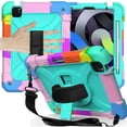 thumbnail image 1 of Funda para iPad Air 4 de 10,9 pulgadas, funda para iPad Pro de 11 pulgadas 2020/2018, funda resistente a prueba de golpes de 3 capas para iPad para niños con portalápices/soporte giratorio/correa de, 1 of 5