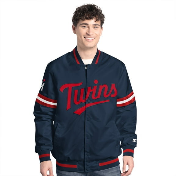 Men's-Starter Navy Minnesota Twins Scout Full-Snap Varsity Jacket