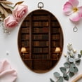 thumbnail image 7 of Canvas Wall Art Bookshelf Vintage Library Old Books Shelf Classical Study Room Books Oval Framed Canvas Prints Vintage Wall Hanging Decor for Home Decorations 8.6"x11.4", 7 of 7