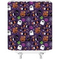 thumbnail image 3 of Halloween Shower Curtain Funny Ghost Pumpkin Treat or Trick Sugar Spider Bat Cartoon Halloween Things Happy Holiday Spooky Fabric Bathroom Home Decor Curtain Sets with Hooks, 3 of 3