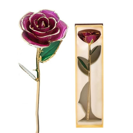 Long Stem Dipped 24k Gold Rose in Gift Box with Clear Display Stand Best Gift for Mothers/Valentine/Anniversary/Birthday/Thanksgiving's Gift, Love