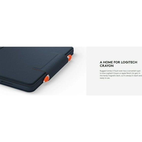 Logitech Rugged Combo 3 Rugged Keyboard/Cover Case Apple, Logitech iPad (8th Generation), iPad (7th Generation) Tablet - Blue