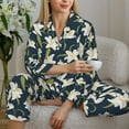thumbnail image 6 of Kdxio Lilies Flowers Women's Pajama Sets Long Sleeve Button Down Sleepwear Nightwear Soft Pjs Lounge Sets-Medium, 6 of 7
