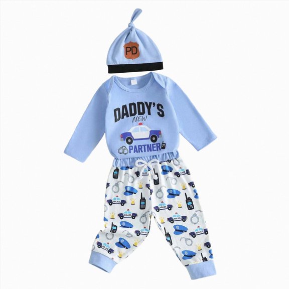 mgoYE Newborn Baby Boy Clothes Long Sleeve Romper Pants Hat Set 3PCS Baby Boy Outfit, Fall Winter Clothes for Baby Boys