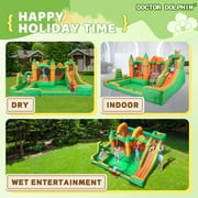 Doctor Dolphin Water Slide Inflatable Bounce House Kid Toddler Bouncer with Blower Large Water Park Waterslide for Wet and Dry