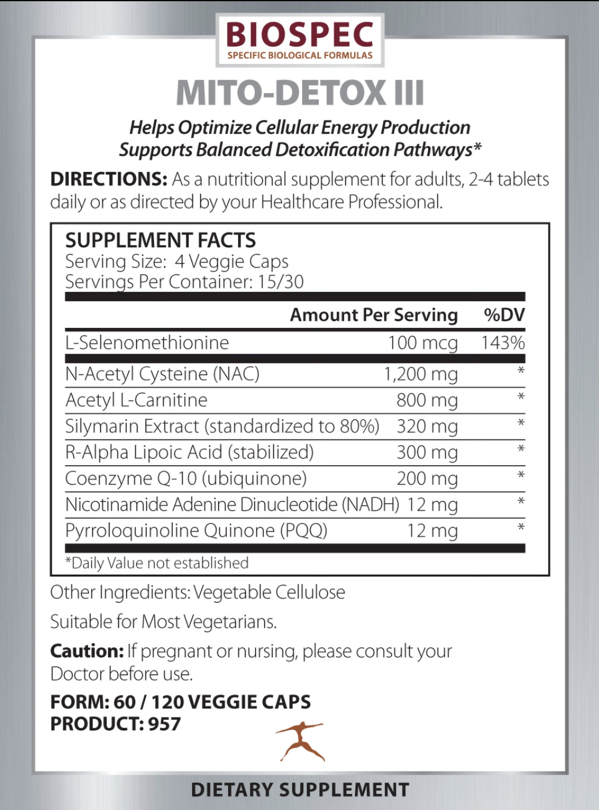 Biospec Nutritionals Mito-Detox III – N-Acetyl Cysteine (NAC), Acetyl L-Carnitine, Alpha Lipoic Acid (ALA), Co-Q-10 – Comprehensive Metabolic ‘Tune-up’