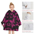 thumbnail image 6 of Black Pink Butterfly Pattern Blanket Hoodies for Kids 6-13YR Oversize Wearable Blanket Hoodies for Boys Girls Teens, 6 of 7