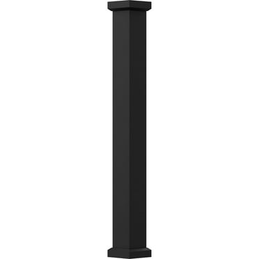6" x 10' Endura-Aluminum Empire Style Column, Square Shaft (Load-Bearing 12,000 lbs), Non-Tapered, Textured Black Finish w/ Capital & Base