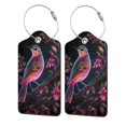 thumbnail image 5 of Rocae Glowing Leaf Bird for Leather Luggage Baggage Tags ID Label Privacy Cover ID Label with Stainless Steel Loop and Address Card, 5 of 5