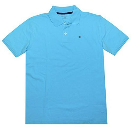 Tommy Hilfiger Boys Logo Classic Polo Shirt (L(12-14), Turquoise Blue)