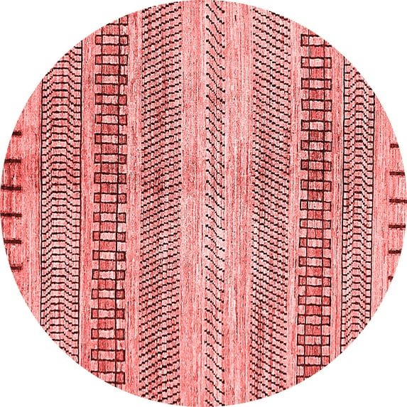 Ahgly Company Machine Washable Indoor Round Abstract Red Modern Area Rugs, 6' Round