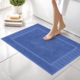thumbnail image 1 of Canadian Linen Imperial Bathmats, 2 Pack, 20"x30", Washable Lightweight Quick Dry Soft Absorbent Cotton Shower Mats with Piano Keys Design, Capri Blue, 1 of 9