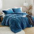 thumbnail image 2 of Regency Heights Full/Queen Fluffy Ribbed Plush Comforter Set 3-Piece Bedding Set Blue, 2 of 9