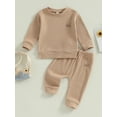 thumbnail image 2 of Infant Baby 2Pcs Fall Outfits Long Sleeve Rainbow Embroidery Tops and Pants Set, 2 of 8