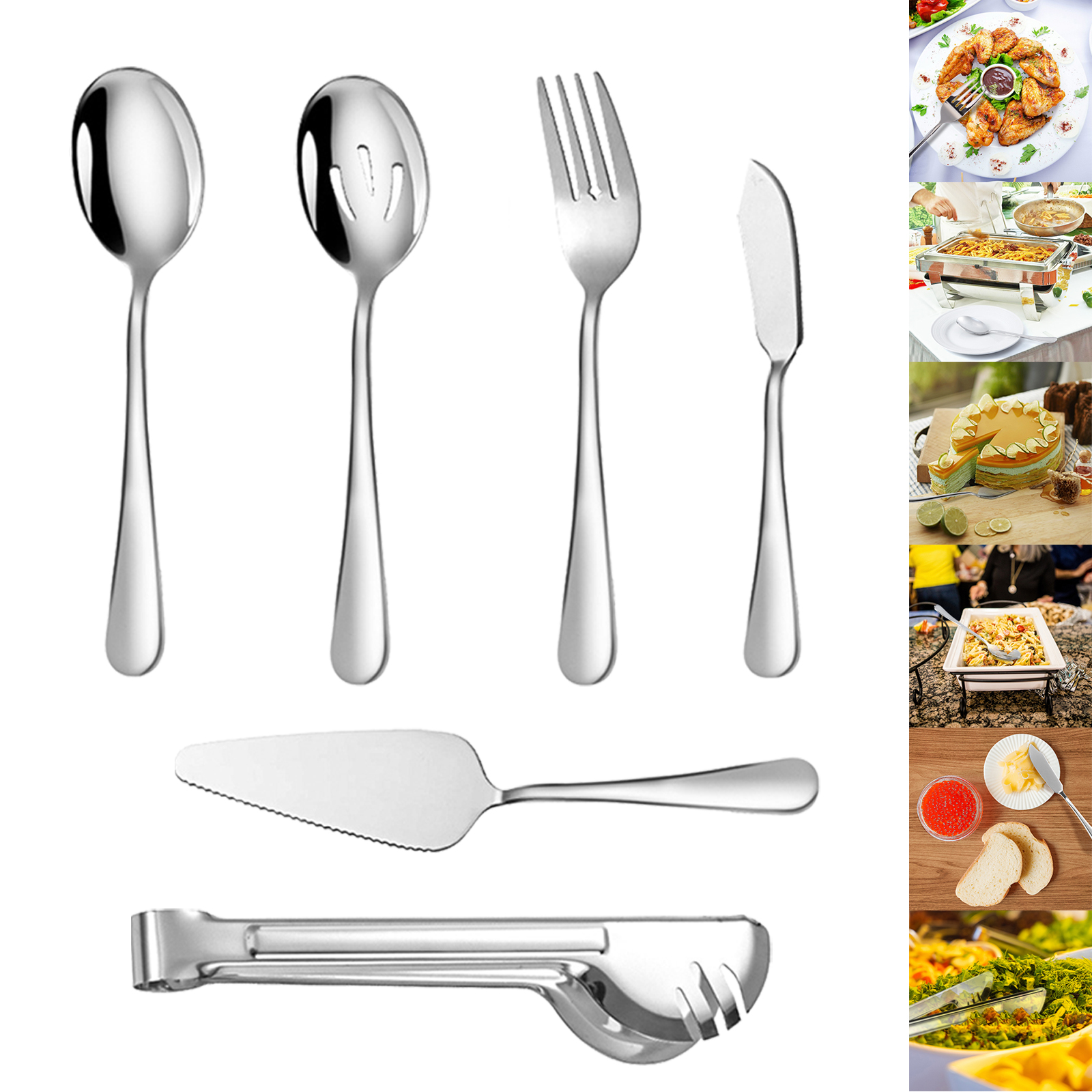 6 Pieces/Set Serving Utensils Large Serving Serving Spoon Serving Fork