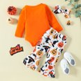 thumbnail image 4 of Gunia Halloween Clothes Hallowmas Long Sleeve Romper Bodysuits Cartoon Prints Flare Pants Headbands Halloween Baby Girl Outfit,White 3-6 Months, 4 of 8