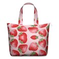 thumbnail image 1 of Travel Tote Bag with Cute Strawberry Red Berry Prints Large Capacity Weekender Bag Featuring Sweet Fruity Patterns, Lightweight Multipurpose for Summer Travel, 1 of 5