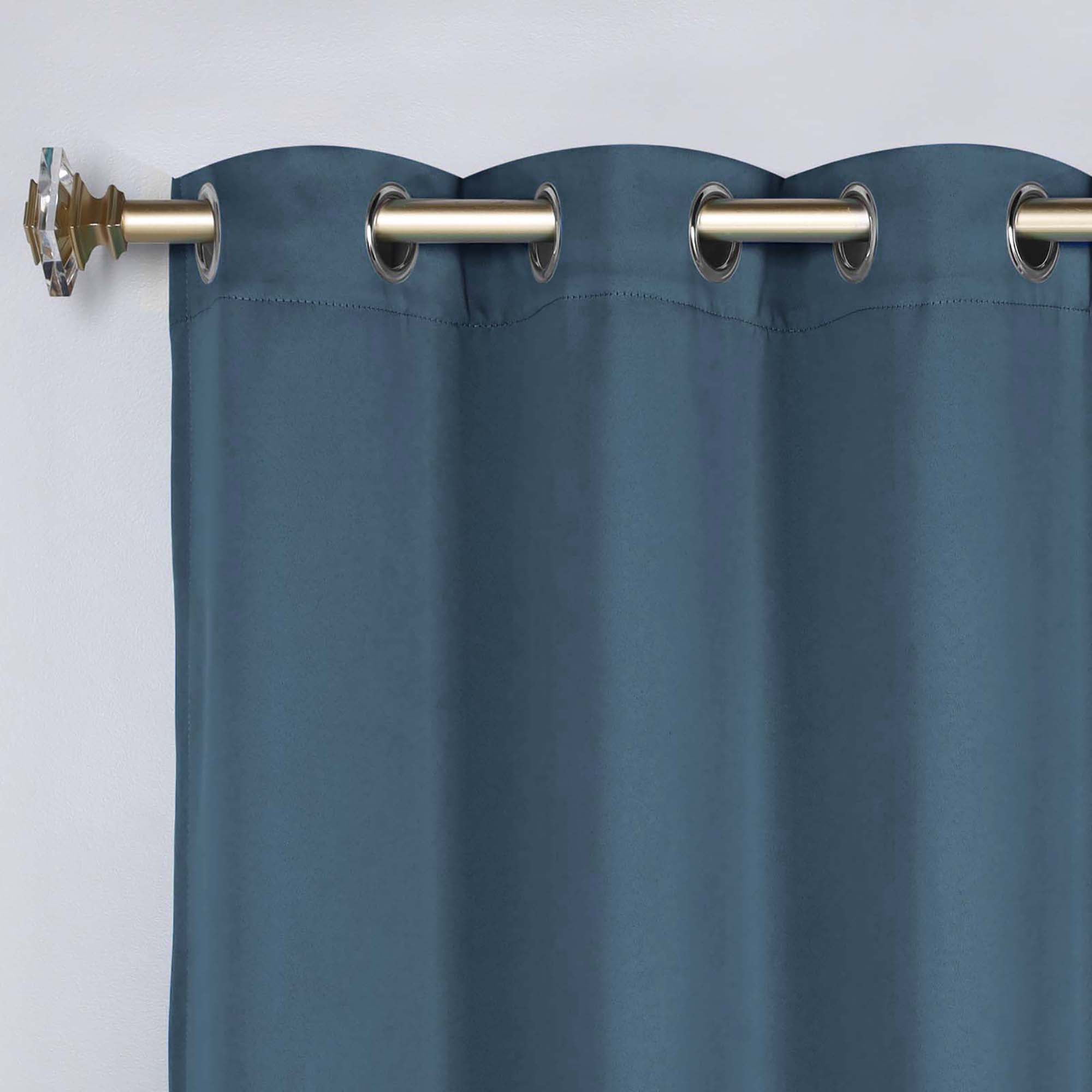 Superior Blackout Solid Light Filtering Grommet Curtain Panel Set, 42" x 108", Denim Blue