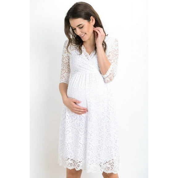 Floral Lace Surplice Maternity Dress