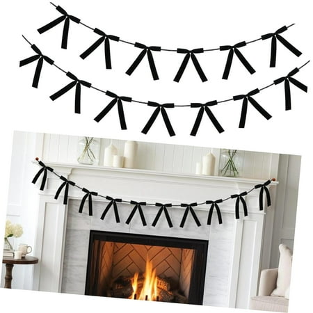 SKYSONIC 10ft Christmas Velvet Bow Garland Banner with 13 Pieces 5 7 Inches Craft Bows Ornaments for Xmas Tree Decoration Staircase Wedding Party