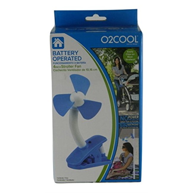 New with Box O2Cool Battery Operated Clip-On Stroller Fan 4 in 