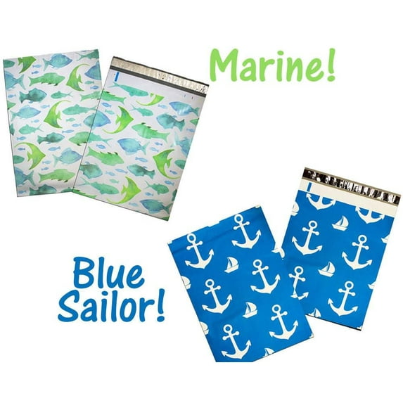 10x13 Designer Quality Poly Mailers, Self Adhesive Shipping Colorful Design Mail bags, Colored Flat Envelopes