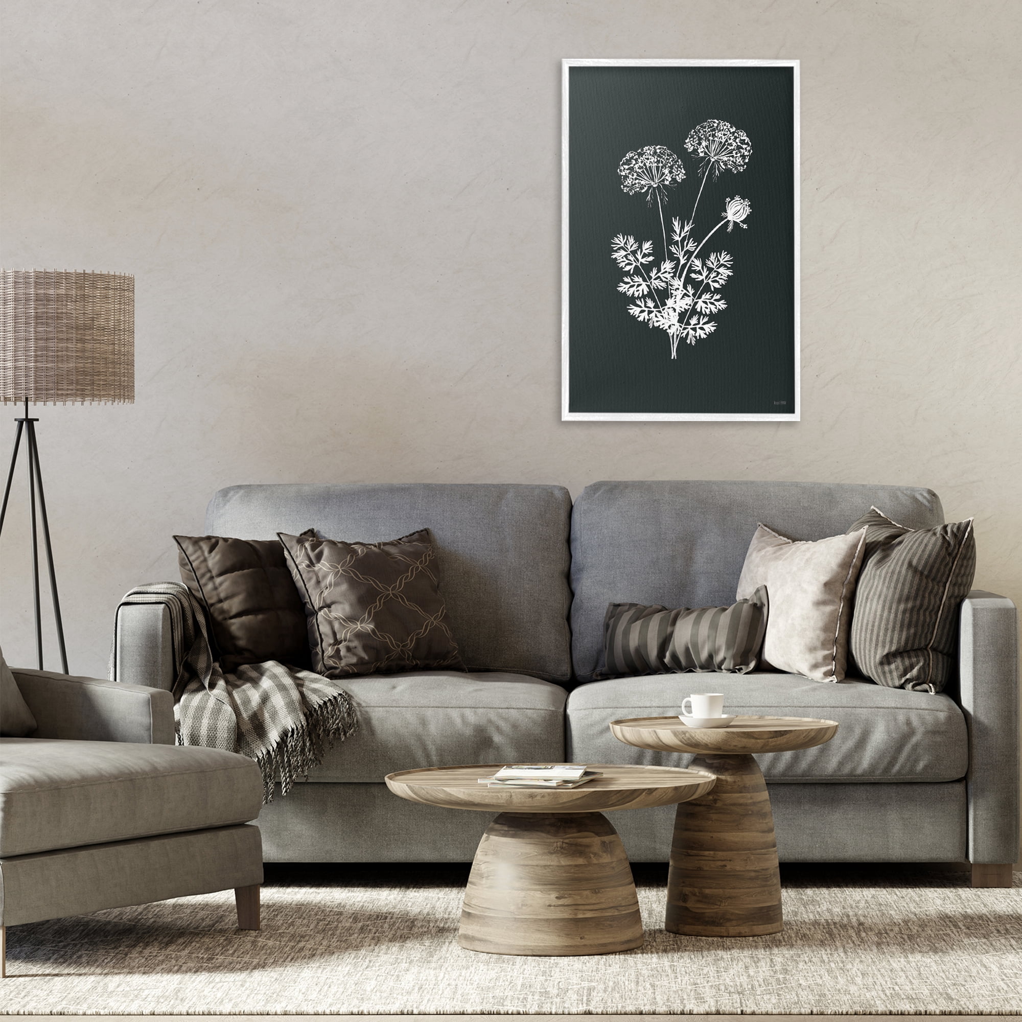 Stupell Industries Black Herb Bunches Botanical & Floral Painting White Framed Art Print Wall Art, 20 x 30