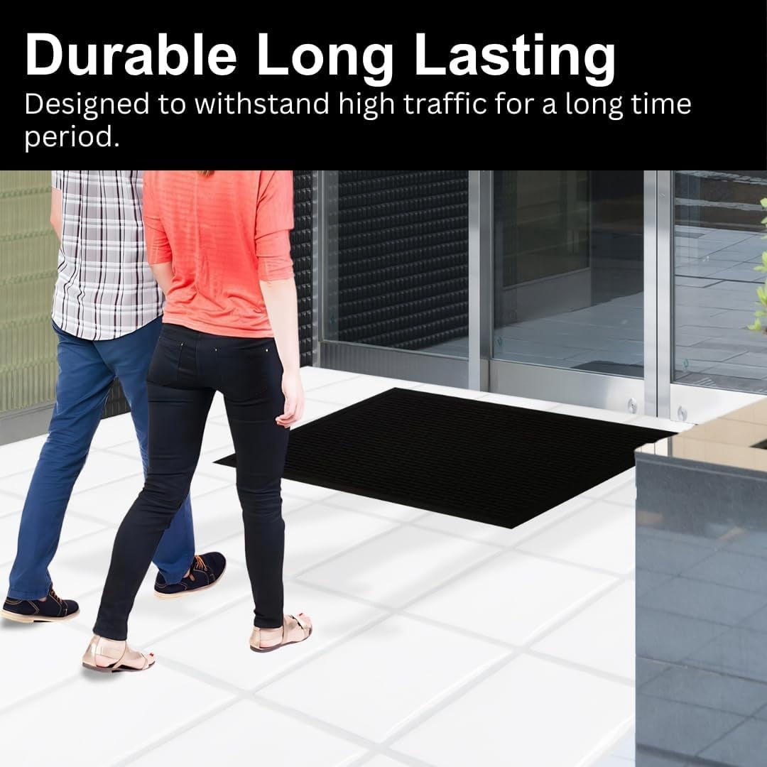 A1HC Natural Rubber Scraper Door Mat 18"x30" for Mud & Dirt Control, Heavy Traffic, Commercial & Residential Entryways