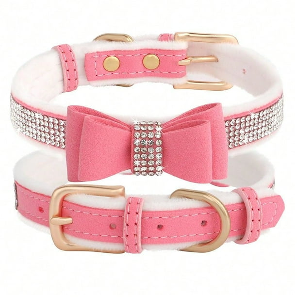 Pink leather dog collar discount