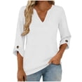 thumbnail image 5 of Feancey Womens 3/4 Sleeve Blouses Dressy Casual V Neck Tunic Tops Elegant Business Work Tees Soft Comfy Pajama T-Shirts 2026 Summer Fashion White XXL, 5 of 8