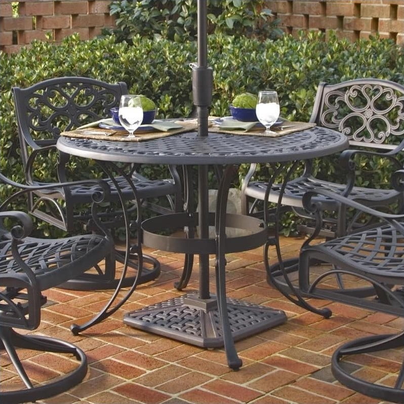 Home Styles Round Outdoor Dining Table In Black 48 Diameter