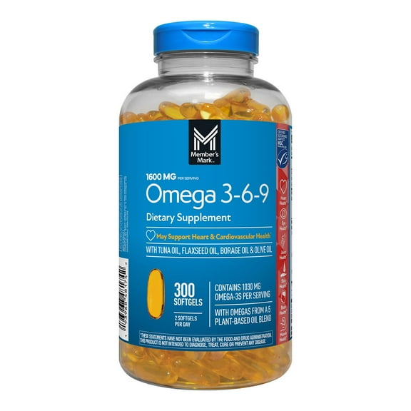 Member's Mark Omega 3-6-9 with Sustainably Sourced Tuna Oil Softgels, 300 ct.
