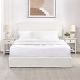 thumbnail image 6 of 2-Drawers Solid and Stable Storage Bed Queen Size Boucle Upholstered Platform Bed, Curved Stitched Tufted Headboard, Wooden Slat Mattress Support, No Box Spring Needed (Ivory), 6 of 12