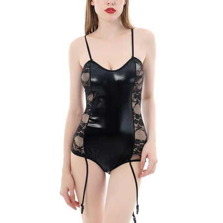 

Miayilima Intimates For Women Overbust Corselet Punk Style Clothes Removable Strap Leather Corset For Women Size L