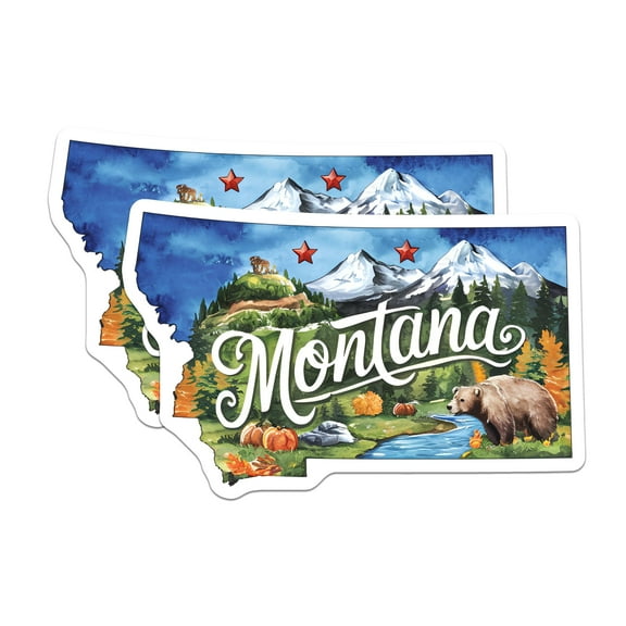 (2 Pack) Montana State Magnets - Scenic Landscape - Collectible Magnet - Souvenir Memorabilia - Home Decoration - 5" On Longest Side - for Cars, Fridges, Toolboxes - Made in USA - MAG6303