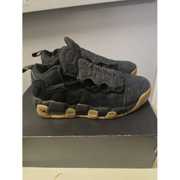 Ni - ke Size 6.5Y Youth - Women's 8 Ni - ke Air More Money Black Gum Lace Up Sneakers