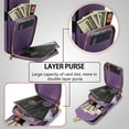 thumbnail image 4 of Allytech Case for iPhone 13 Pro, [Large Capacity] Wallet Case with Card Slots & Zipper Pocket, Premium PU Leather Metal Snap Kickstand Shockproof Case with Shoulder Strap, Purple, 4 of 7