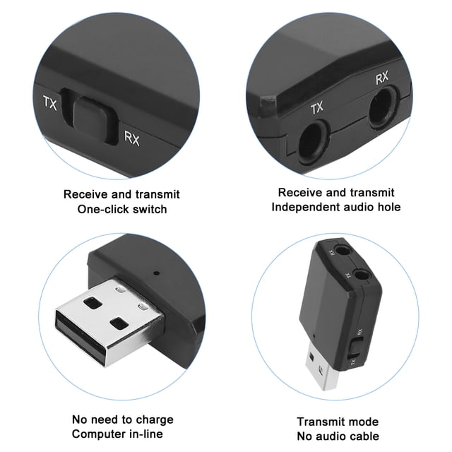 Receptor de transceptor inalámbrico USB portátil 3 en 1 para con cable de 2 piezas transceptor inalámbrico para computadoras computadoras portátiles sistemas estéreo ANGGREK Otros