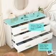 thumbnail image 4 of White 6 Drawer Dresser Organizer for Bedroom, Wood Large Storage Drawers, Modern Wide Chest of Drawers with Golden Handle for Living Room Entry Hallway Furniture, 4 of 8