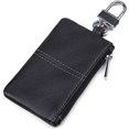 thumbnail image 1 of Leather Car Key Case Protector Bag Auto Key Pouch Car Remote Holder Hook Zipper Cover Black Key Wallet Keychain, 1 of 4