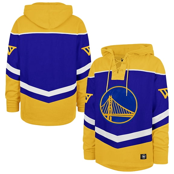 Men's '47 Royal Golden State Warriors Oversized-Tri-Satin Layup Lacer Pullover Hoodie