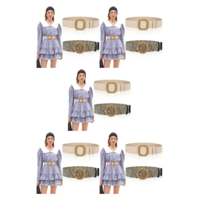 Wweixi 2piece Wide Application Elastic Waist Belt For Women For All Seasons Belts For Woman Plastic Waistband Easy Matching 100CM 5Set