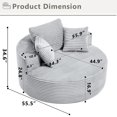thumbnail image 4 of Aukfa Oversized Round Chaise Longue Chair Indoor, 56-inch Upholstered Corduroy Deep Seat Circle Cloud Sofa Chair, Gray, 4 of 8