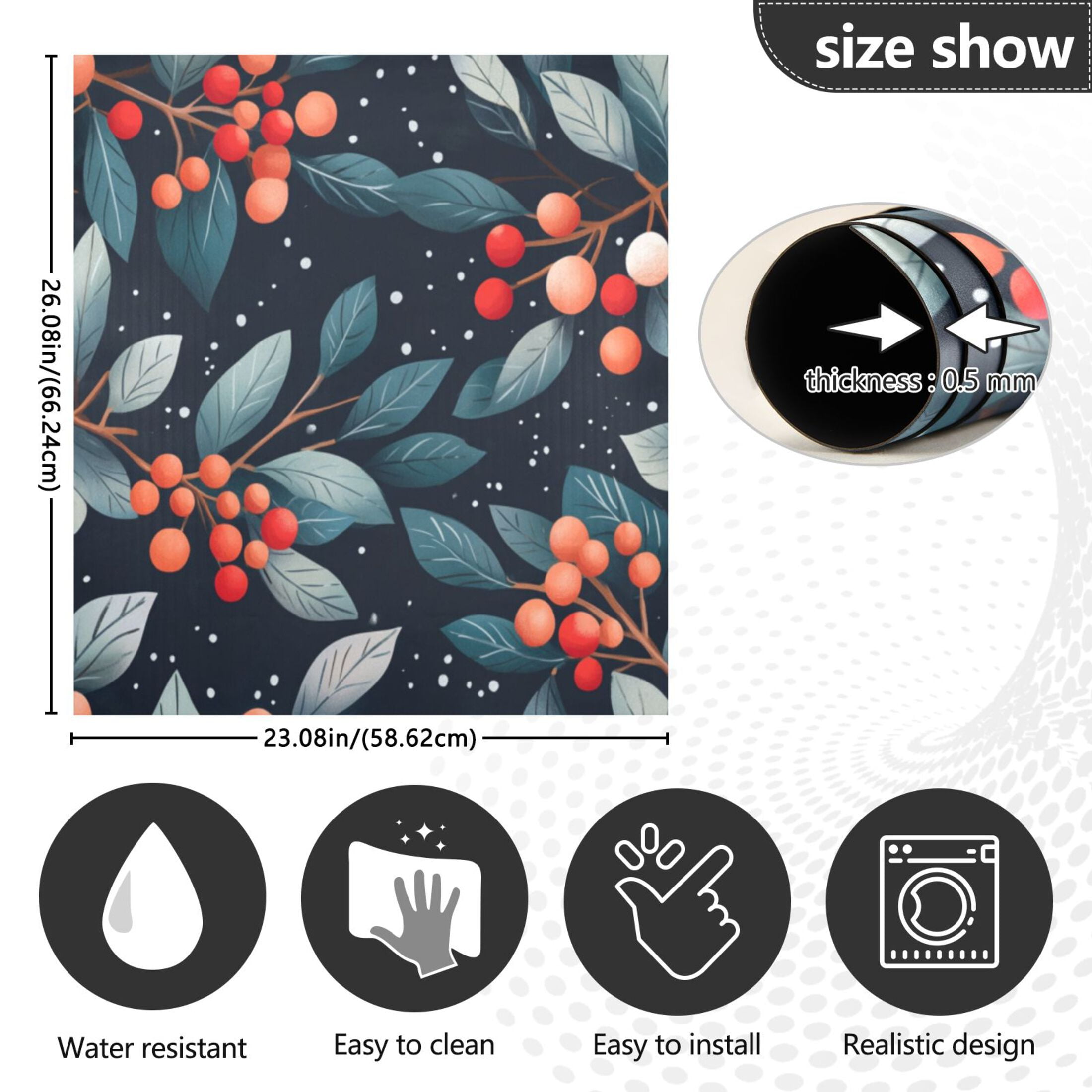 Dishwasher Magnetic Sticker 23x26 Inch Refrigerator Magnetic Sticker Washing Machine Magnetic Sticker Kitchen Panel Magnetic Sticker Home Decor Christmas Fruit