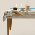 thumbnail image 5 of White Shells Tablecloth Decor Ocean Tropical Beach Conch Starfish Sand Sky Table Cloth Dining Room Kitchen Table Cover 60" X 84" Oblong/Rectangle, 5 of 6